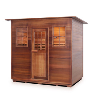Enlighten sauna SaunaTerra Dry Traditional MoonLight 5 Person Indoor roofed Canadian Red Cedar Wood Outside And Inside isometric view - Vital Hydrotherapy
