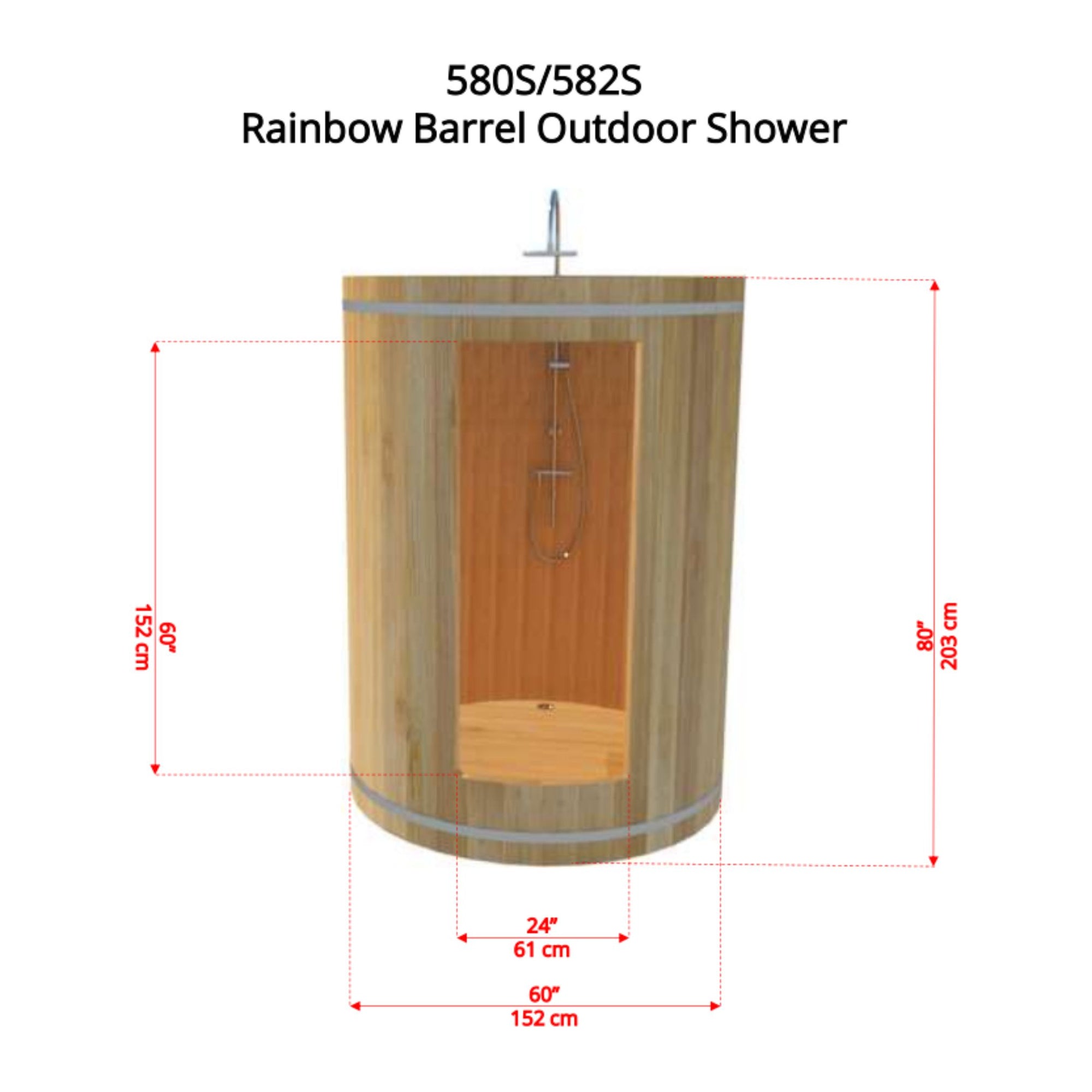 Dundalk Rainbow Barrel Outdoor Shower - Clear Red Cedar 580S