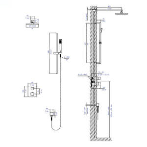 ALFI 2 Way Thermostatic Square Shower Set AB2830