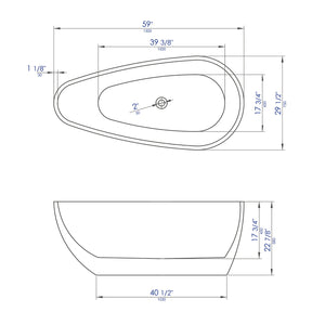 ALFI 59-Inch Oval Black & White Freestanding Acrylic Soaking Bathtub AB8862