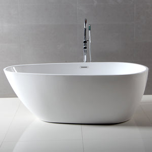 ALFI 59-Inch Oval White Freestanding Acrylic Soaking Bathtub AB8861