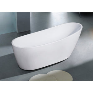 ALFI 68-Inch Oval White Freestanding Acrylic Soaking Bathtub AB8826