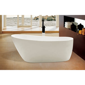 ALFI 68-Inch Oval White Freestanding Acrylic Soaking Bathtub AB8826