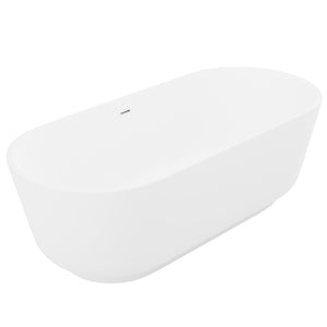 Anzzi Badi 5.9 ft. Solid Surface Center Drain Freestanding Bathtub in Matte White FT-AZ8402