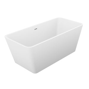 Anzzi Cenere 4.9 ft. Man-Made Stone Center Drain Freestanding Bathtub in Matte White FT-AZ501