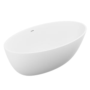 Anzzi Cestino 5.5 ft. Solid Surface Center Drain Freestanding Bathtub in Matte White FT-AZ510