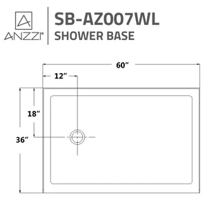 Anzzi Colossi Series 60 in. x 36 in. Shower Base in White SB-AZ007WL