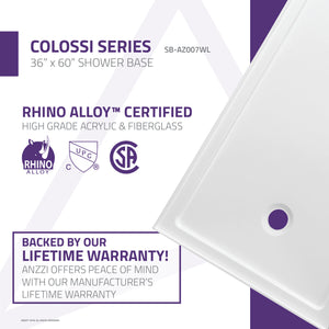Anzzi Colossi Series 60 in. x 36 in. Shower Base in White SB-AZ007WL