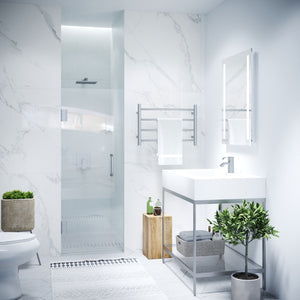 Anzzi Fellow Series 30 in. by 72 in. Frameless Hinged Shower Door with Handle SD-AZ09-02