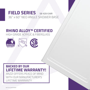 Anzzi Field Series 36 in. x 60 in. Double Threshold Shower Base in White SB-AZ012WL