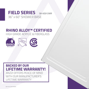 Anzzi Field Series 60 in. x 36 in. Shower Base in White SB-AZ012WR