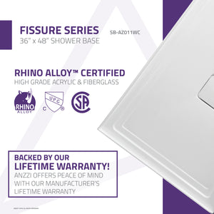 Anzzi Fissure Series 48 in. x 36 in. Shower Base in White SB-AZ011WC