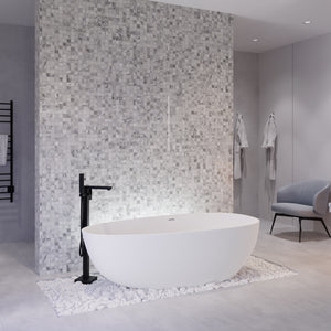 Anzzi Fiume 5.6 ft. Man-MaSde tone Center Drain Freestanding Bathtub in Matte White FT-AZ502