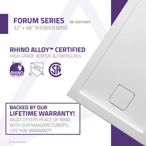 Anzzi Forum Series 48 in. x 32 in. Shower Base in White SB-AZ015WV