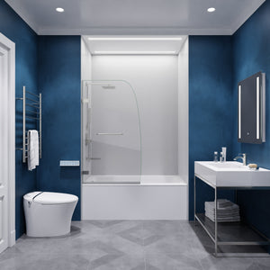 Anzzi Grand Series 31.5 in. by 56 in. Frameless Hinged Tub Door SD-AZ10-01