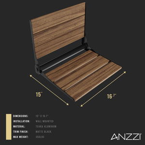 Anzzi Isle 16.7'' Teak Wall Mounted Shower Seat AC-AZ8208