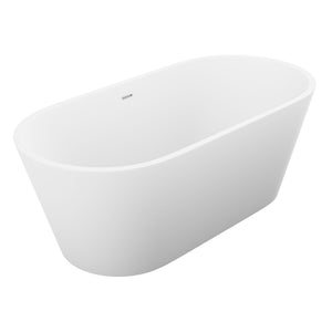 Anzzi Kosima 5.6 ft. Solid Surface Center Drain Freestanding Bathtub in Matte White FT-AZ8414