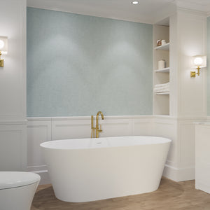 Anzzi Kosima 5.6 ft. Solid Surface Center Drain Freestanding Bathtub in Matte White FT-AZ8414