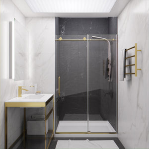 Anzzi Leon Series 48 in. by 76 in. Frameless Sliding Shower Door with Handle SD-AZ8077-01