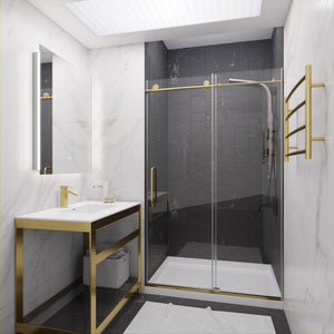 Anzzi Leon Series 48 in. by 76 in. Frameless Sliding Shower Door with Handle SD-AZ8077-01