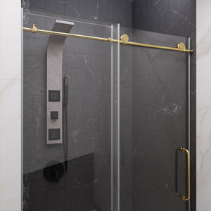 Anzzi Leon Series 48 in. by 76 in. Frameless Sliding Shower Door with Handle SD-AZ8077-01