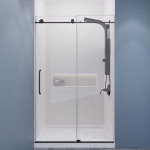 Anzzi Leon Series 48 in. by 76 in. Frameless Sliding Shower Door with Handle SD-AZ8077-01