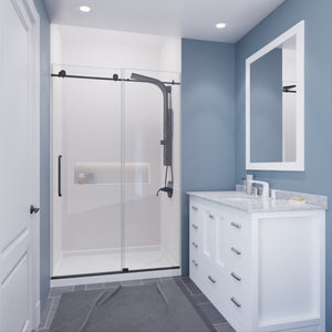 Anzzi Leon Series 48 in. by 76 in. Frameless Sliding Shower Door with Handle SD-AZ8077-01