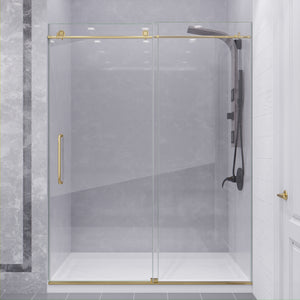 Anzzi Leon Series 60 in. by 76 in. Frameless Sliding Shower Door with Handle SD-AZ8077-02