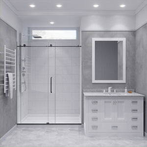 Anzzi Leon Series 60 in. by 76 in. Frameless Sliding Shower Door with Handle SD-AZ8077-02