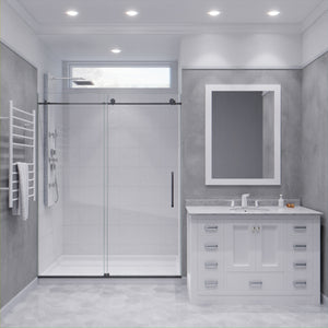 Anzzi Leon Series 60 in. by 76 in. Frameless Sliding Shower Door with Handle SD-AZ8077-02