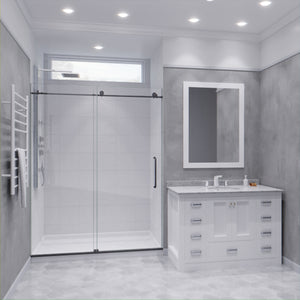 Anzzi Leon Series 60 in. by 76 in. Frameless Sliding Shower Door with Handle SD-AZ8077-02
