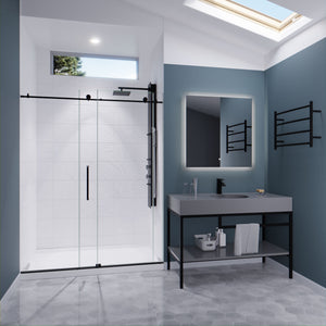 Anzzi Leon Series 60 in. by 76 in. Frameless Sliding Shower Door with Handle SD-AZ8077-02