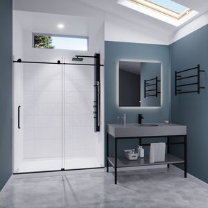 Anzzi Leon Series 60 in. by 76 in. Frameless Sliding Shower Door with Handle SD-AZ8077-02