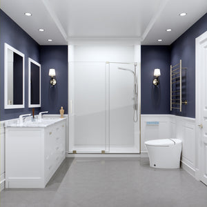 Anzzi Longboat Series 60 in. x 76 in. Semi-Frameless Shower Door with TSUNAMI GUARD SD-AZ055-01