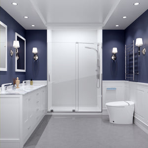Anzzi Longboat Series 60 in. x 76 in. Semi-Frameless Shower Door with TSUNAMI GUARD SD-AZ055-01
