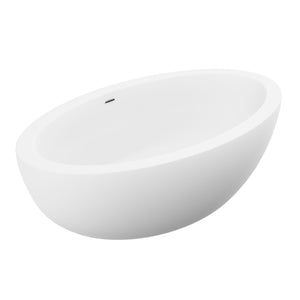 Anzzi Lusso 6.3 ft. Solid Surface Center Drain Freestanding Bathtub in Matte White FT-AZ504