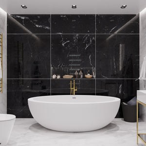 Anzzi Lusso 6.3 ft. Solid Surface Center Drain Freestanding Bathtub in Matte White FT-AZ504