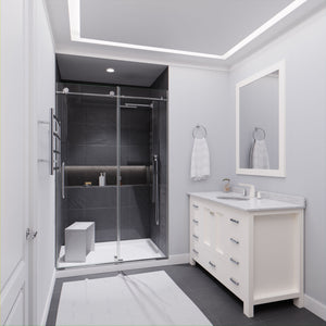 Anzzi Madam Series 48 in. by 76 in. Frameless Sliding Shower Door with Handle SD-AZ13-01