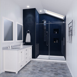 Anzzi Madam Series 60 in. by 76 in. Frameless Sliding Shower Door with Handle SD-AZ13-02