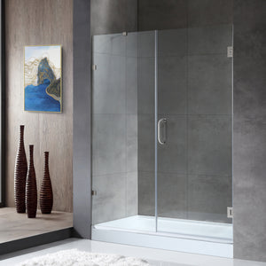 Anzzi Makata Series 60 in. by 72 in. Frameless Hinged Alcove Shower Door with Handle SD-AZ8073-01
