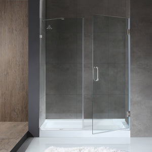 Anzzi Makata Series 60 in. by 72 in. Frameless Hinged Alcove Shower Door with Handle SD-AZ8073-01