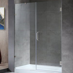Anzzi Makata Series 60 in. by 72 in. Frameless Hinged Alcove Shower Door with Handle SD-AZ8073-01