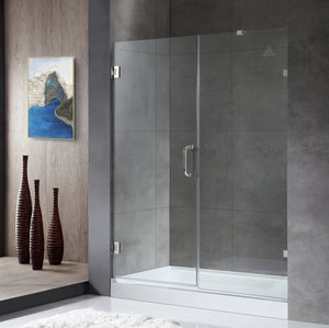 Anzzi Makata Series 60 in. by 72 in. Frameless Hinged Alcove Shower Door with Handle SD-AZ8073-01