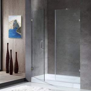 Anzzi Makata Series 60 in. by 72 in. Frameless Hinged Alcove Shower Door with Handle SD-AZ8073-01