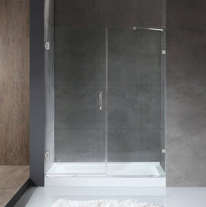 Anzzi Makata Series 60 in. by 72 in. Frameless Hinged Alcove Shower Door with Handle SD-AZ8073-01
