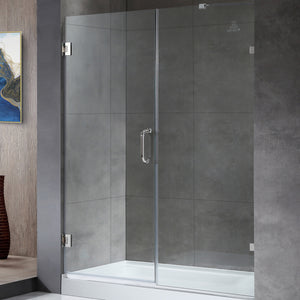 Anzzi Makata Series 60 in. by 72 in. Frameless Hinged Alcove Shower Door with Handle SD-AZ8073-01