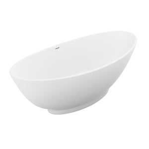 Anzzi Masoko 6.2 ft. Solid Surface Center Drain Freestanding Bathtub in Matte White FT-AZ8420