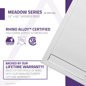 Anzzi Meadow Series 60 in. x 32 in. Shower Base in White SB-AZ013WL