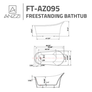 Anzzi Prima 67 in. Acrylic Flatbottom Non-Whirlpool Bathtub in White FT-AZ095