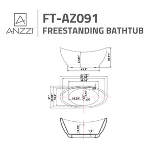 Anzzi Reginald Series 5.67 ft. Freestanding Bathtub in White FT-AZ091